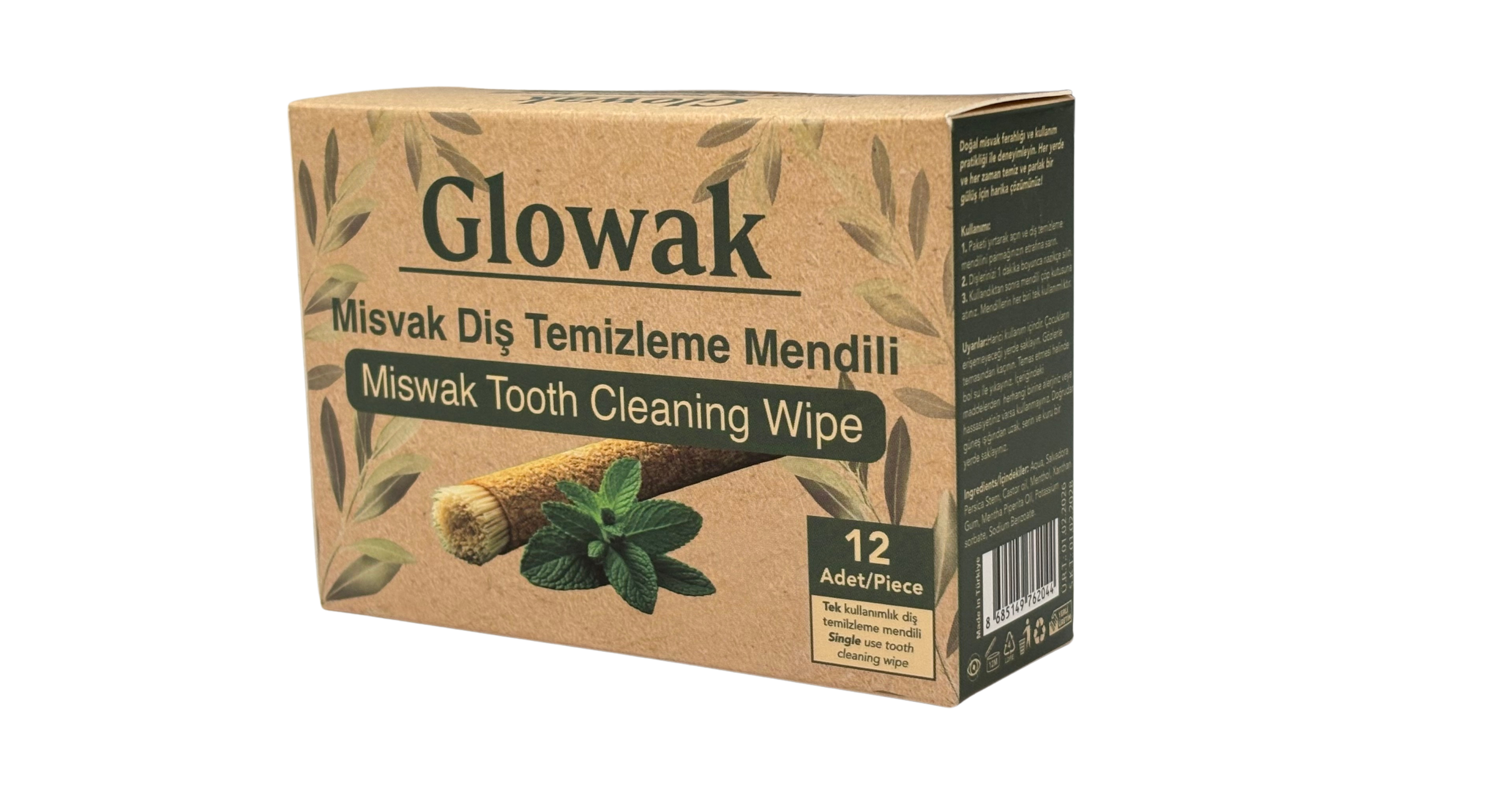 Misvak Diş Temizleme Mendili - 12 Adet - Glowak